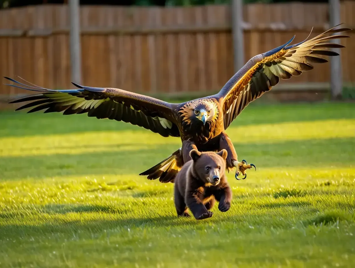 Un aigle enlève un ourson dans la cour - Ce que les voisins découvrent va vous étonner !