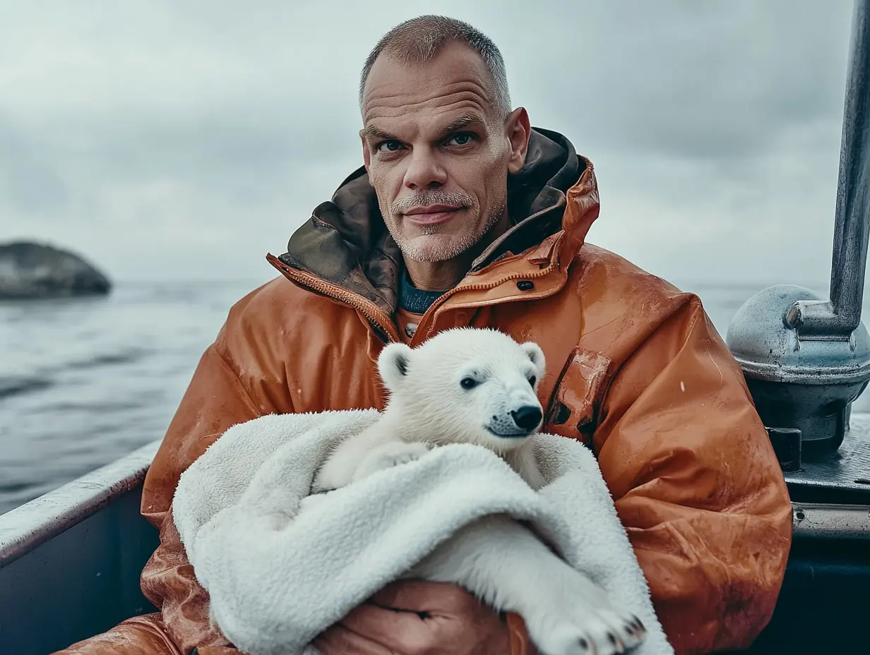 Un ours polaire tente d'attirer l'attention d'un navire de pêche. Lorsque l'équipage comprend pourquoi, il fait descendre un navire de sauvetage