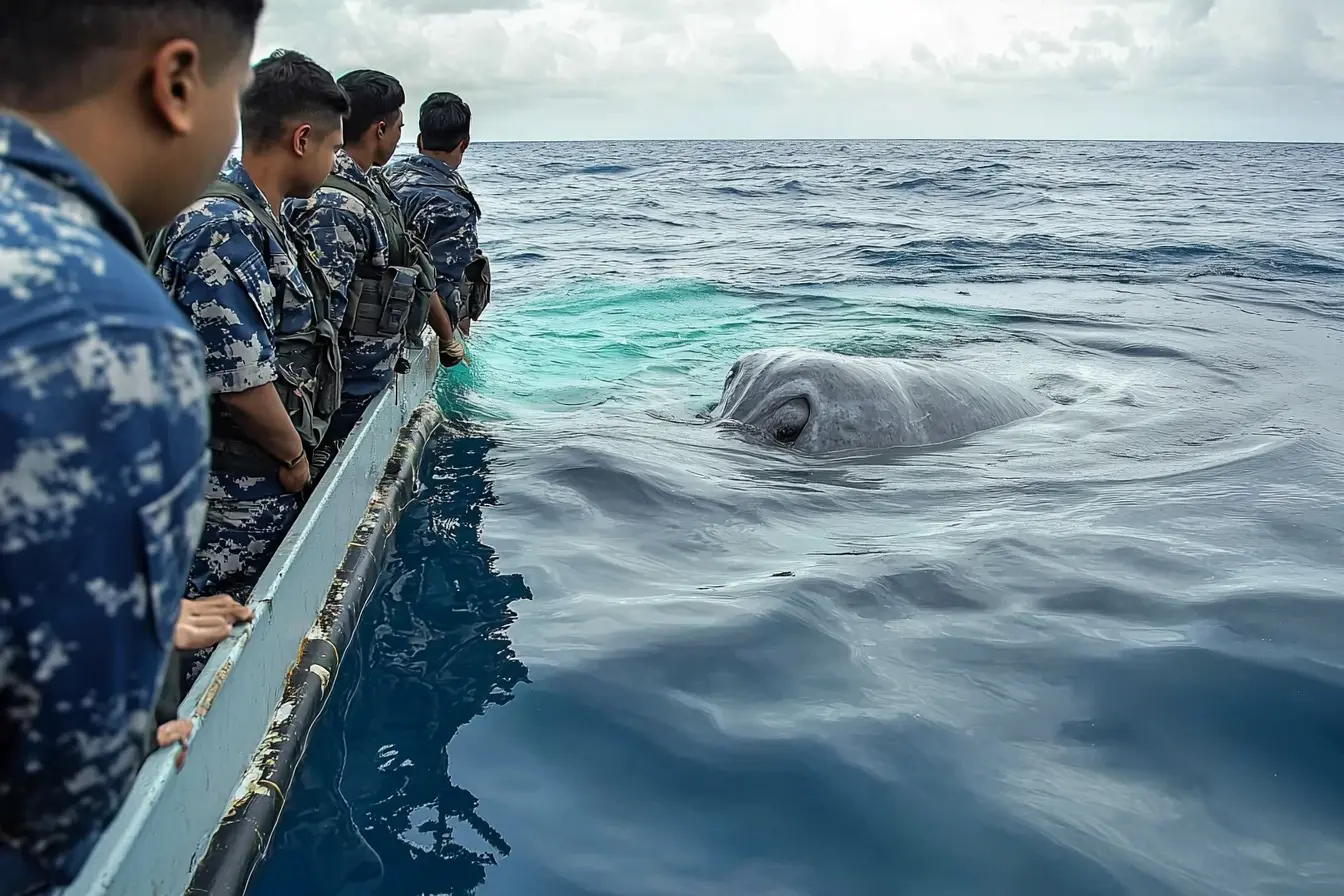 Images trouvées : Un marin se retrouve face à face avec une créature géante sous l'eau