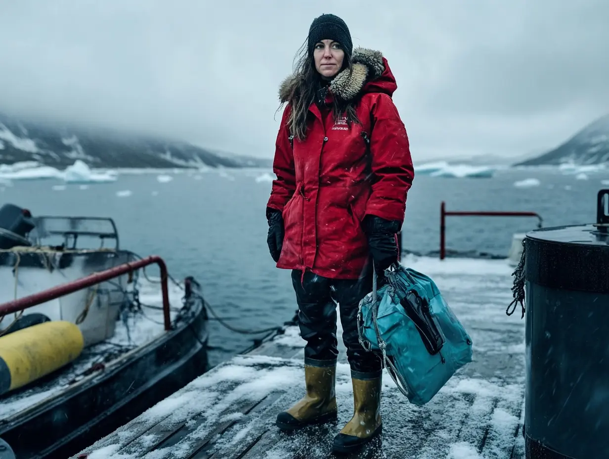 Un ours polaire tente d'attirer l'attention d'un navire de pêche. Lorsque l'équipage comprend pourquoi, il fait descendre un navire de sauvetage