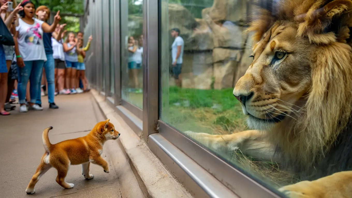 Un chiot se glisse dans l'enclos d'un lion - Ce que les gardiens de zoo ont filmé est incroyable !