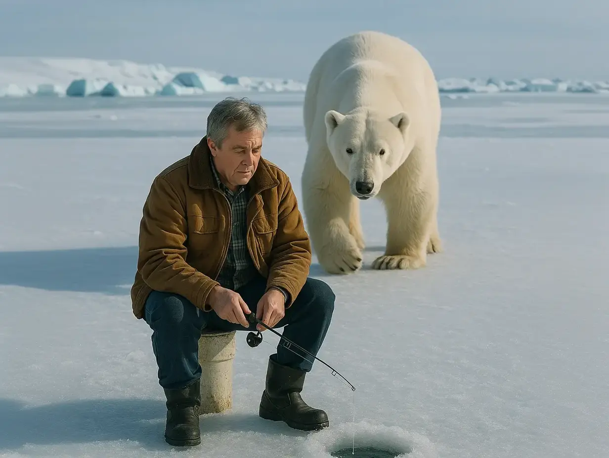 Il se croyait seul sur la glace, jusqu'à ce qu'un ours polaire géant apparaisse