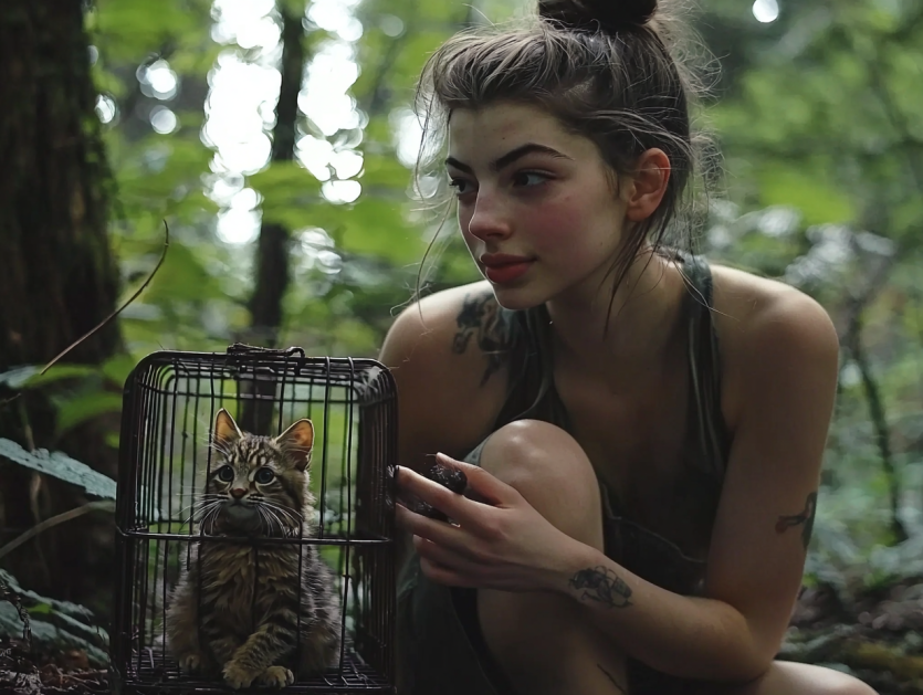 Wild Bobcat Approaches A Woman, and She Decides to Follow