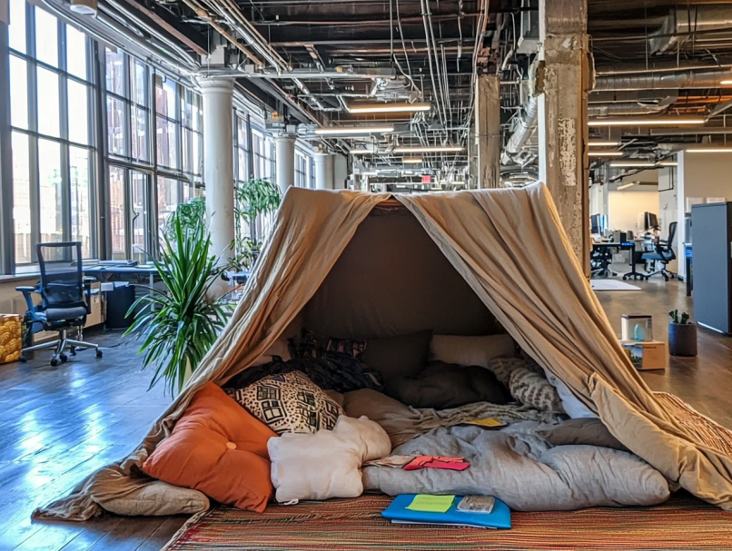 CEO Allows Young Woman to Live Inside "Pillow Fort" in Office - But Watch What Happened Next
