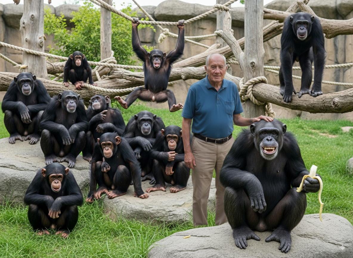 Grandpa Slips Into Chimp Enclosure – What Zookeepers Witness Next Is Astonishing!