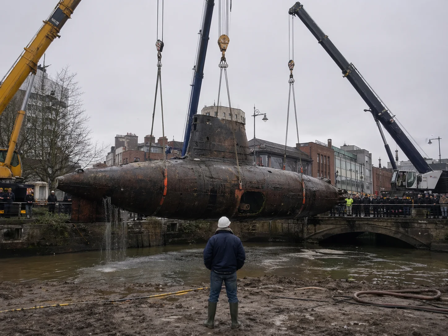 Submarine Emerges in the Middle of the City –Then Maintenance Workers Take a Look Inside