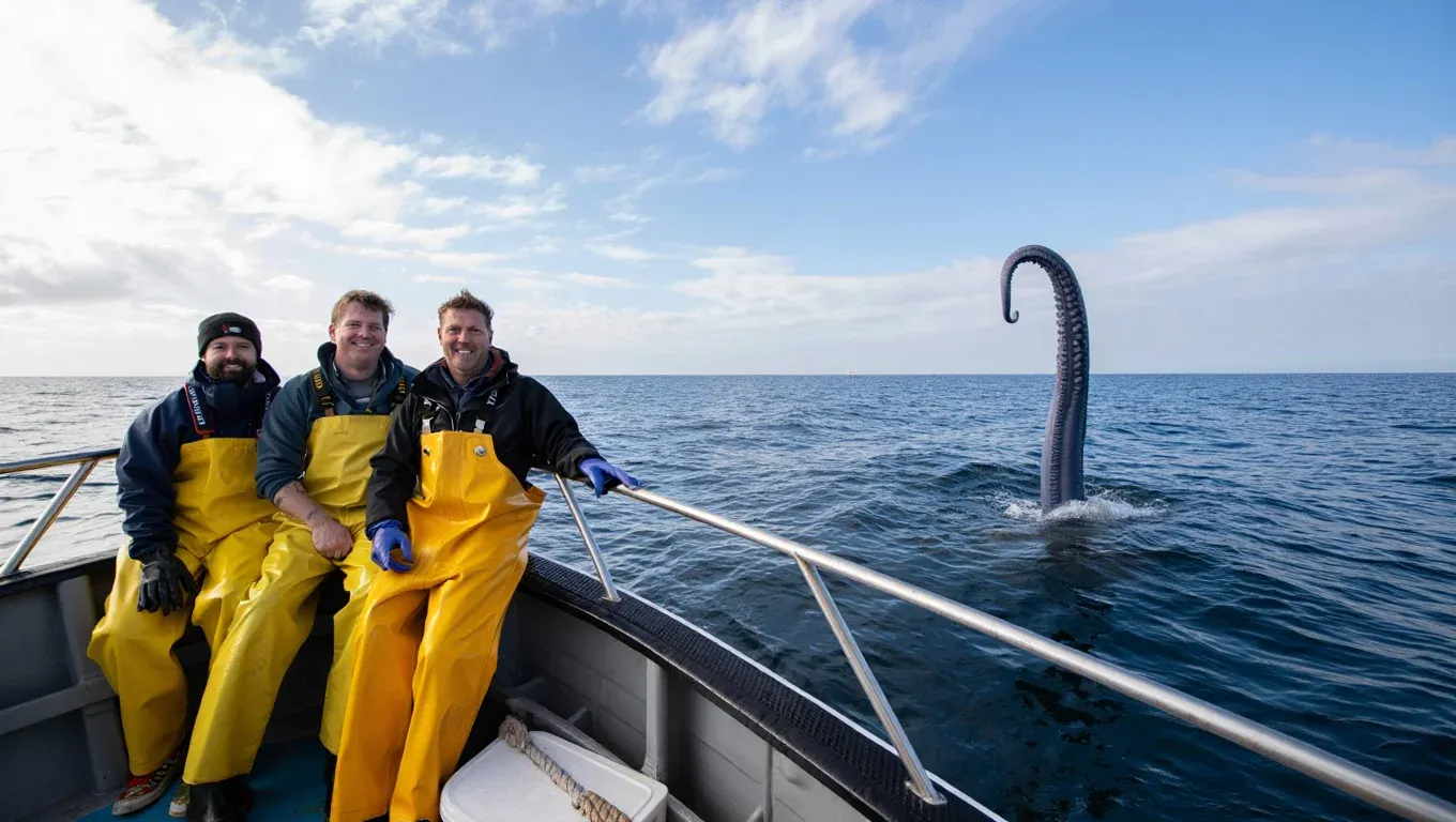 Fishermen Take Photo on Boat – What’s in the Water Behind Them Leaves Everyone Speechless
