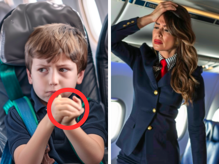 Boy Keeps Making Strange Hand Signals During Flight - When Stewardess Realizes Why, She Orders the Plane To Land