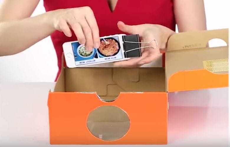 Genius! He puts his smartphone into an empty shoe box and look what happens!