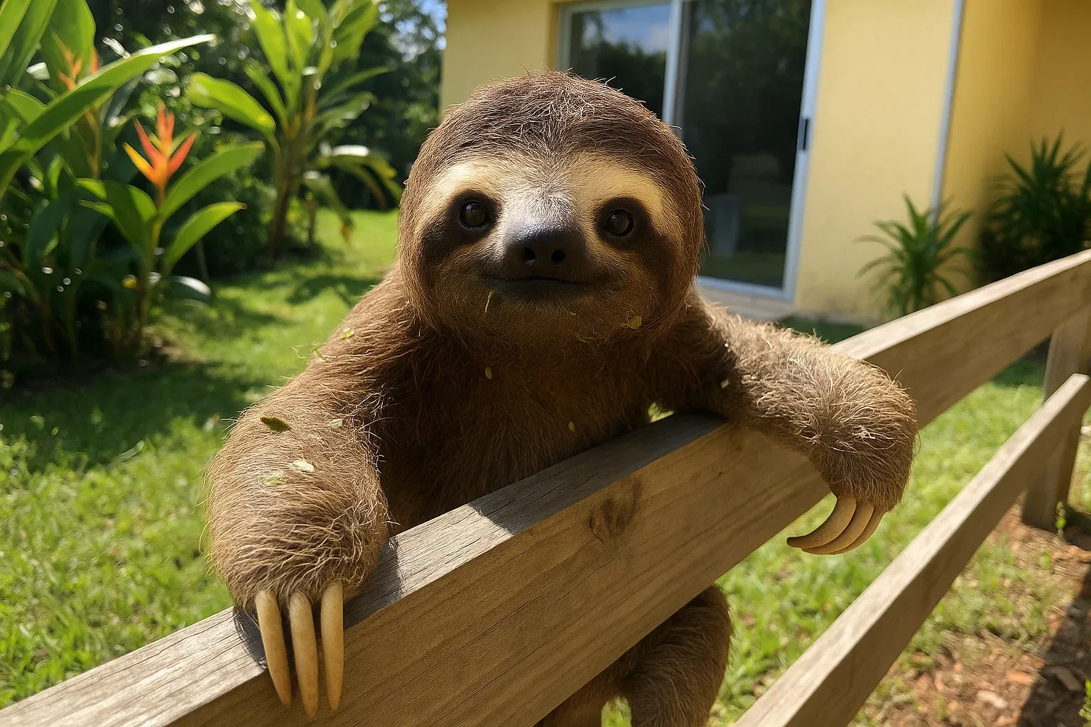 Sloth Appears at Back Door Every Morning – What It’s Guarding Leaves Family Speechless