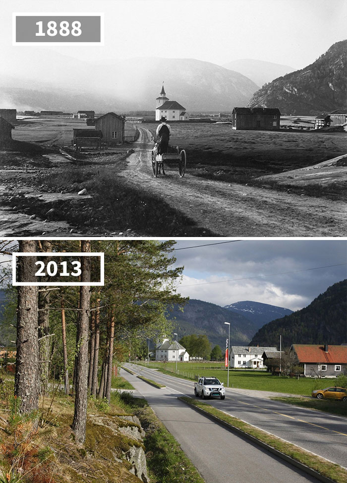 These photo's were taken 100 years apart and it's crazy how much the world has changed!