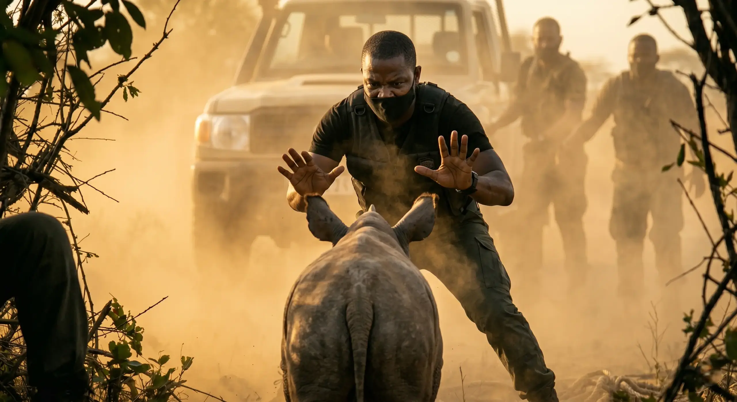 Man Rushes To Save Baby Rhino From Road—Seconds Later, His Heart Drops