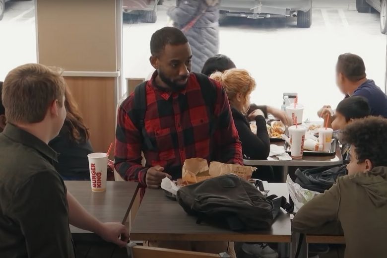 Teens Bullying Boy At Burger King, Don’t Notice Man On Bench