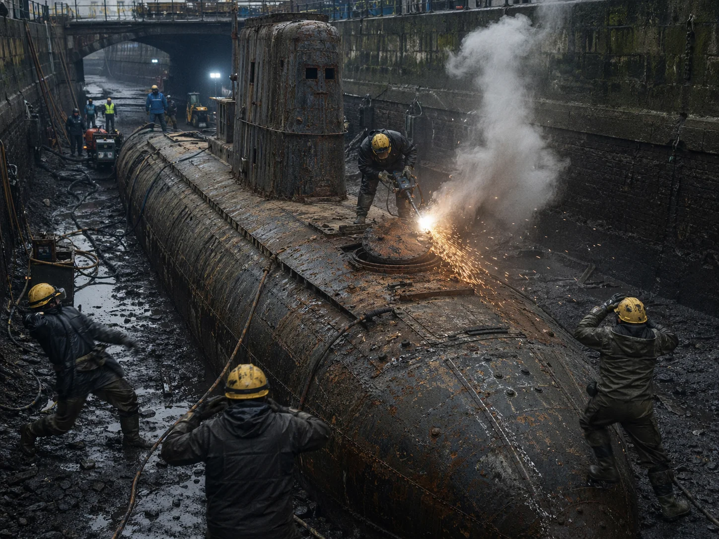 Submarine Emerges in the Middle of the City –Then Maintenance Workers Take a Look Inside