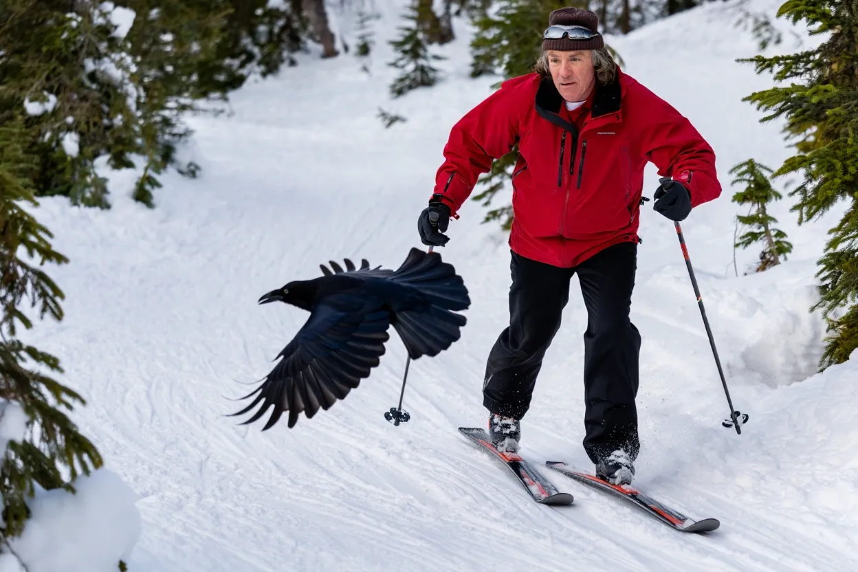 Raven Shows Lost Skier the Way to Safety
