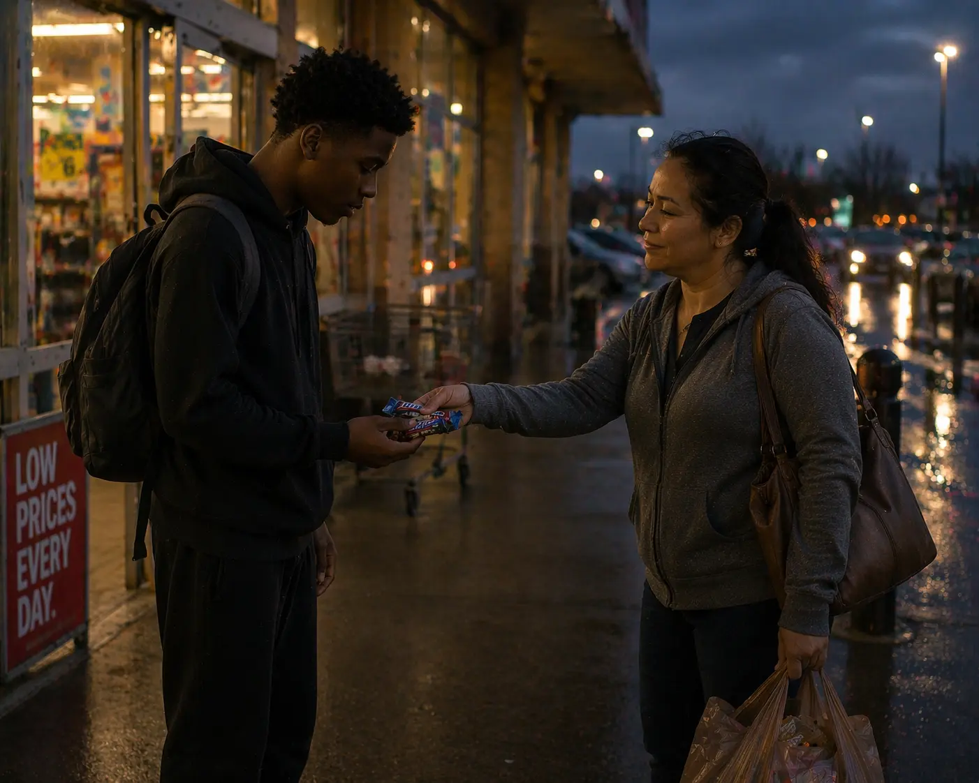 Teen Offers To Carry Groceries For Food, But Once He Heads Inside His World Starts Spiraling