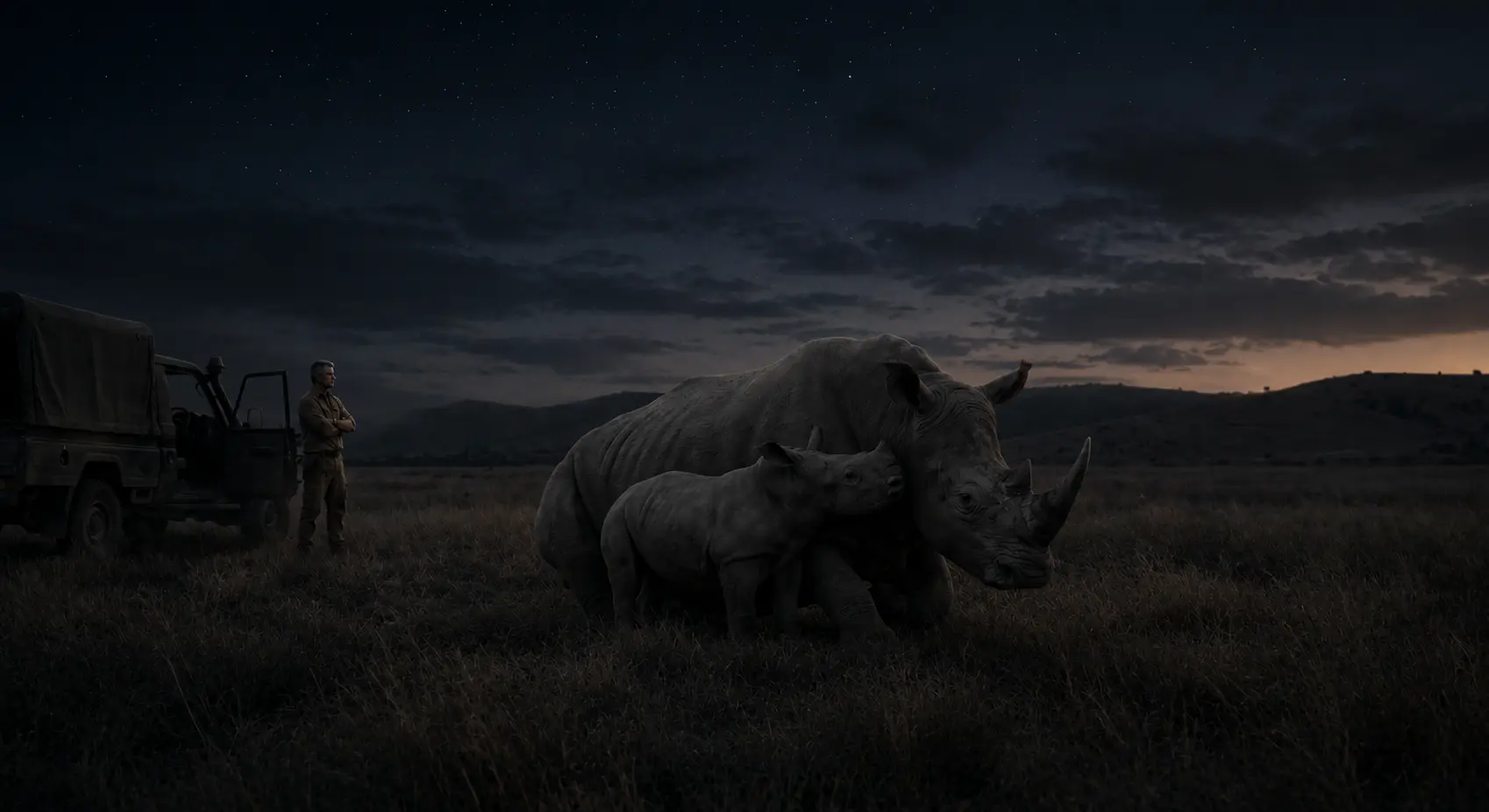 Man Rushes To Save Baby Rhino From Road—Seconds Later, His Heart Drops