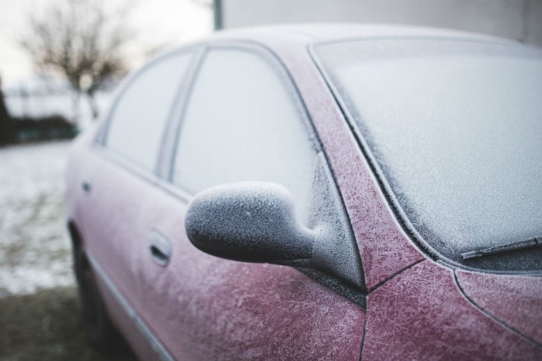 The solution to a frozen windshield? A bag of water!