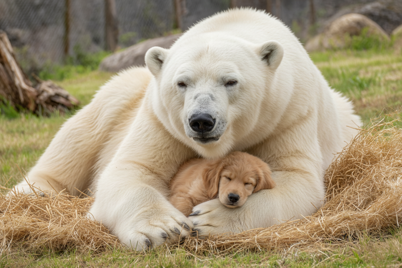 Puppy Slips Into Polar Bear Enclosure – What Zookeepers Witness Next Is Astonishing!