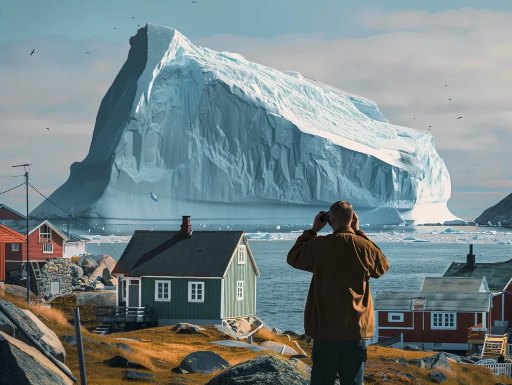 Iceberg Drifts Dangerously Close to Village – Locals Turn Pale When They See What’s on It
