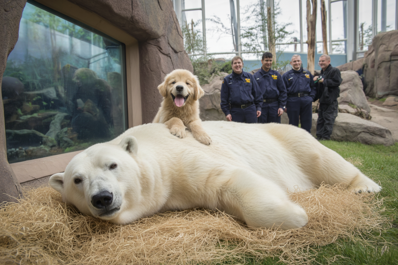 Puppy Slips Into Polar Bear Enclosure – What Zookeepers Witness Next Is Astonishing!