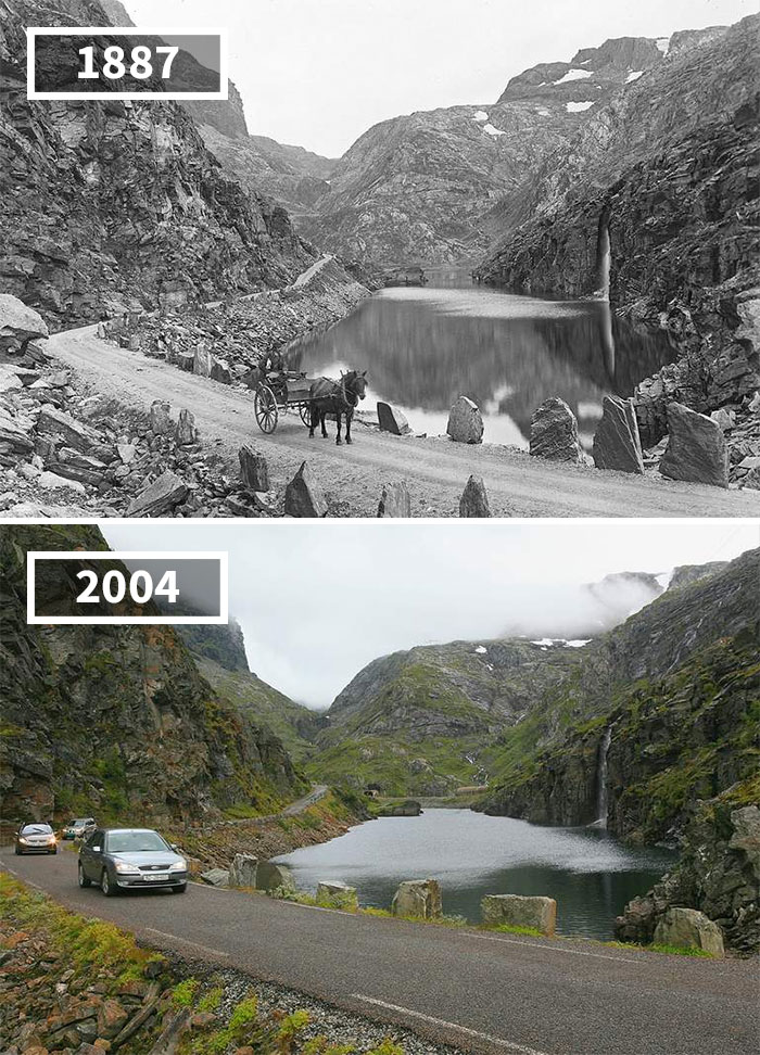 These photo's were taken 100 years apart and it's crazy how much the world has changed!