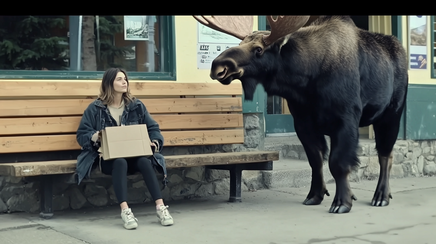 The Moose Approaches A Woman, and She Decides to Follow 
