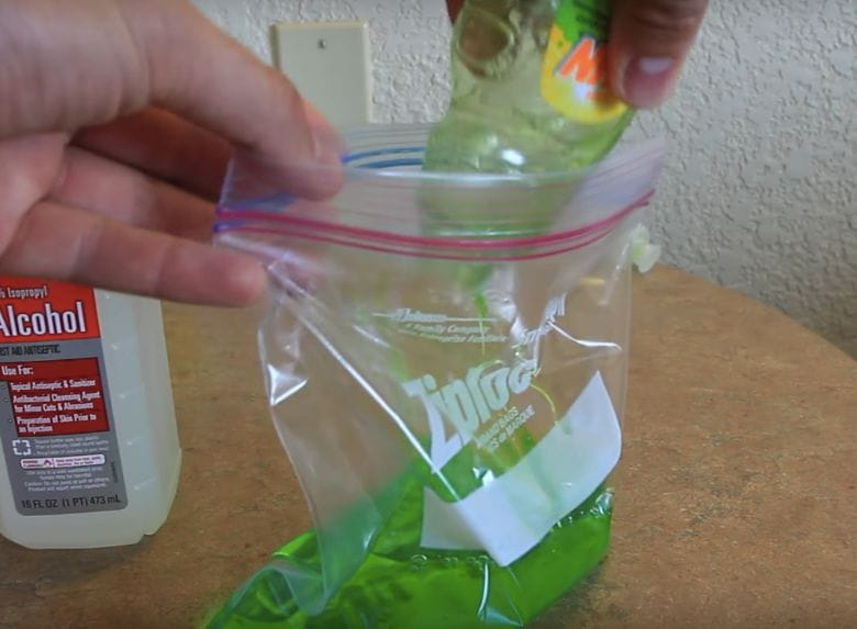 He freezes dish soap in a resealable plastic bag and this is why!