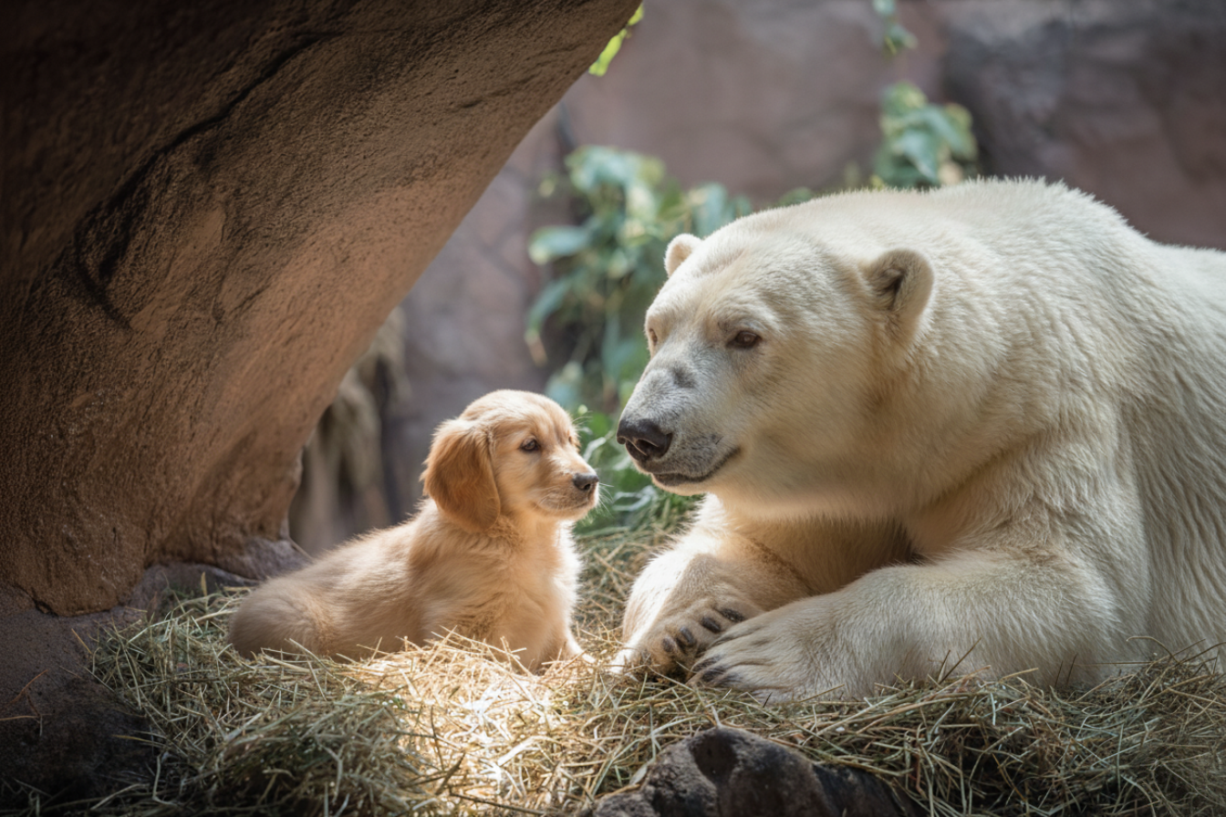 Puppy Slips Into Polar Bear Enclosure – What Zookeepers Witness Next Is Astonishing!