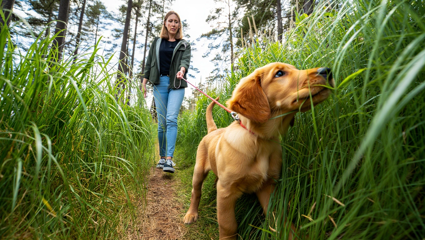 Puppy Disappears Into Tall Grass – What Crawls Out Beside It Leaves Owner Frozen