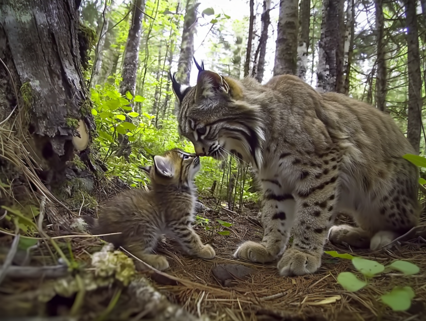 Wild Bobcat Approaches A Woman, and She Decides to Follow