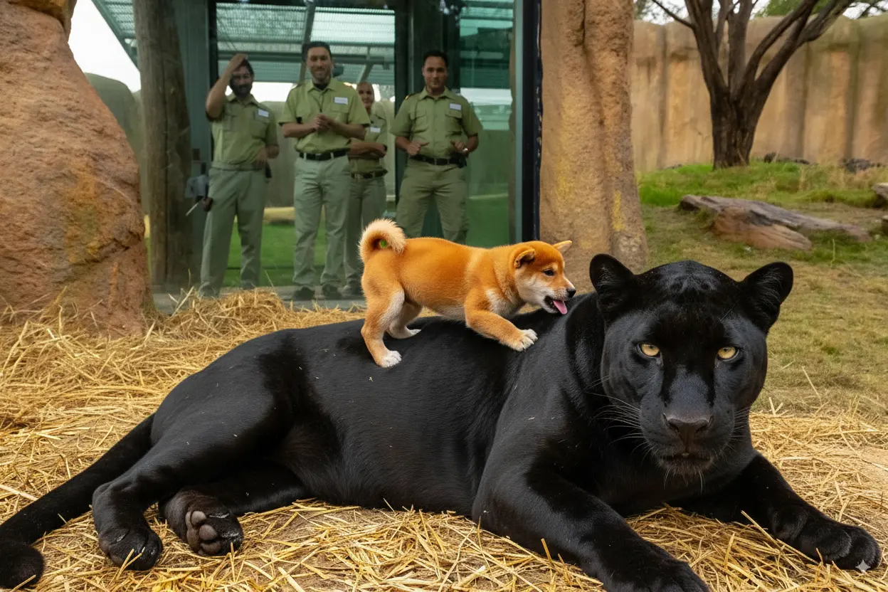 Puppy Slips Into Panther Enclosure – What Zookeepers Catch on Camera Is Unbelievable!