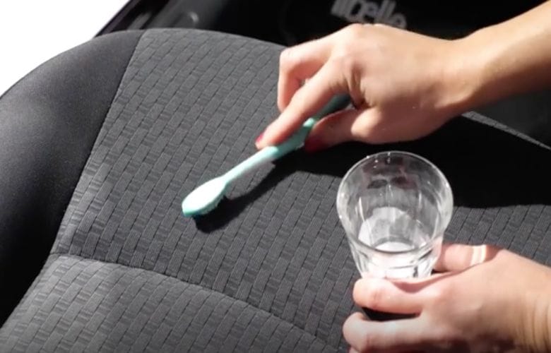 Got a stain in your car upholstery? Try removing it with this quick and easy trick!