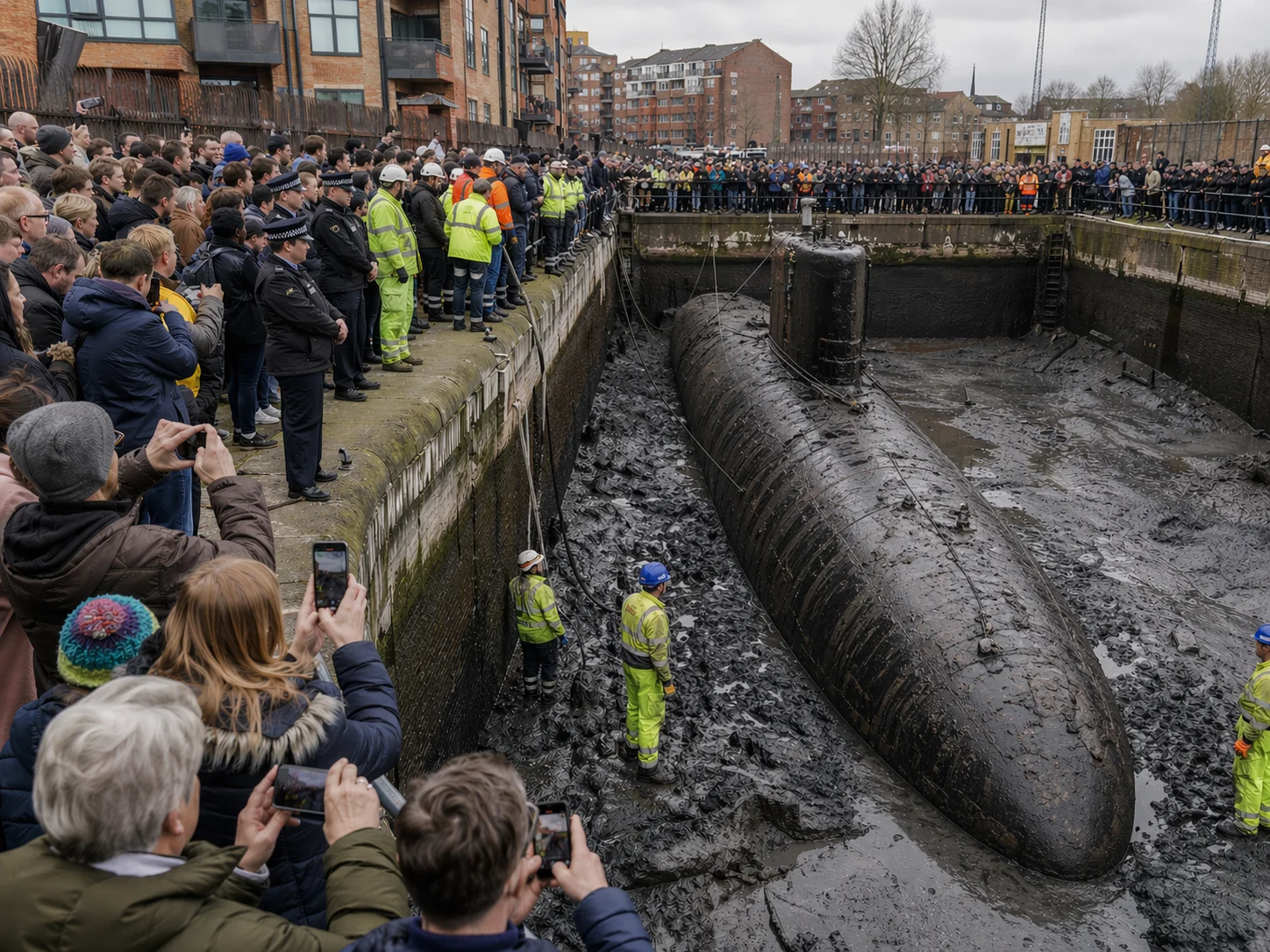 Submarine Emerges in the Middle of the City –Then Maintenance Workers Take a Look Inside