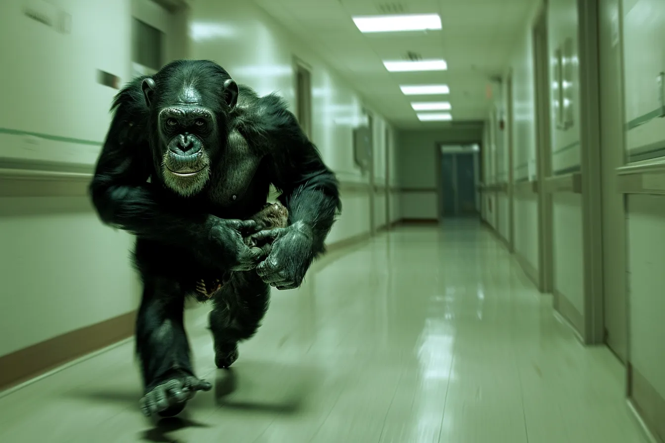 Chimp Breaks Into Hospital - Nurse Brought to Tears by What It Carries in Its Arms