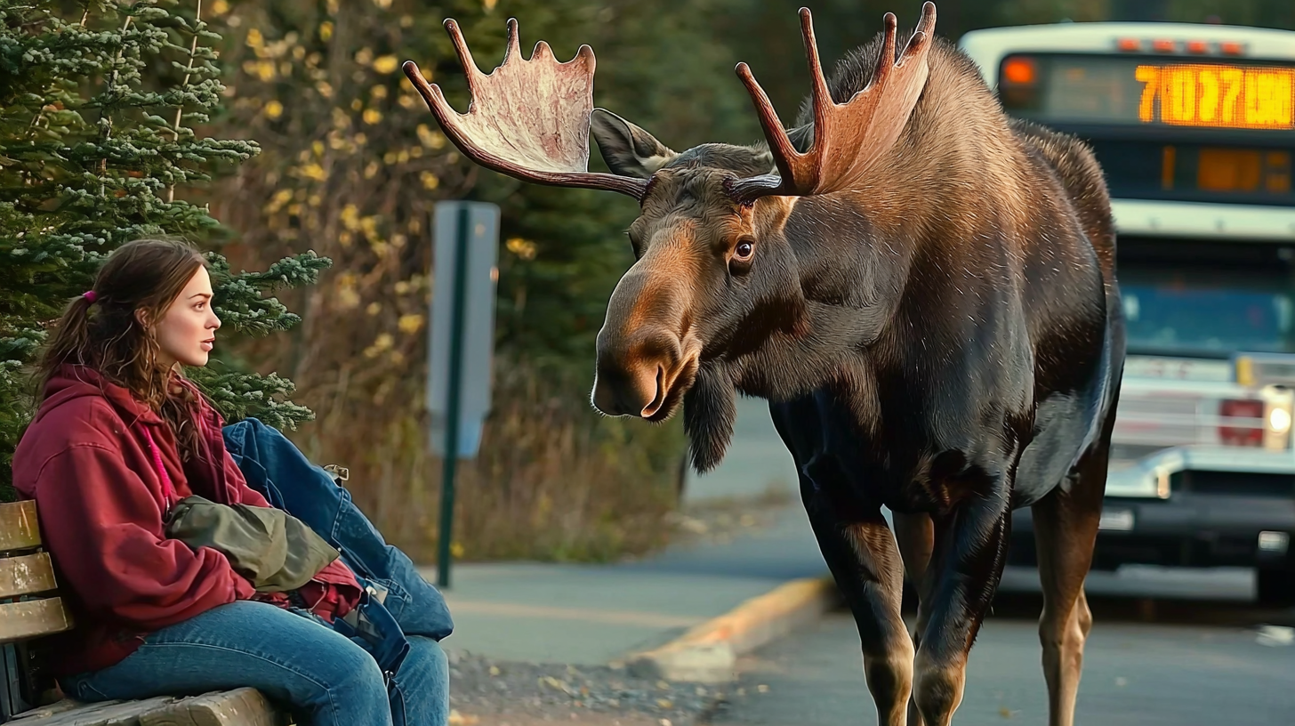 The Moose Approaches A Woman, and She Decides to Follow 