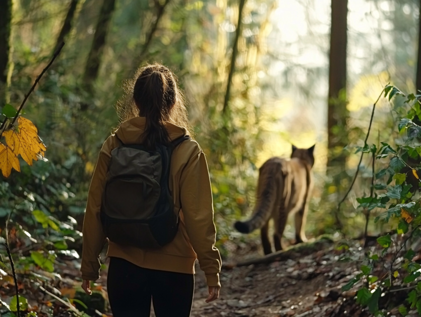 Wild Bobcat Approaches A Woman, and She Decides to Follow