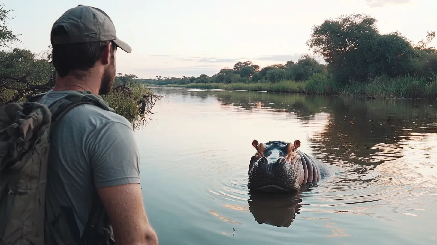 Hippo Approaches Man During Safari – You Won't Believe What He Did Next!