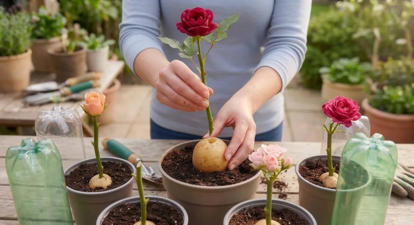 Sie steckte einen Rosenstiel in eine Kartoffel und das Ergebnis überraschte uns - hier ist, warum sie es tat und wie es Ihnen helfen kann