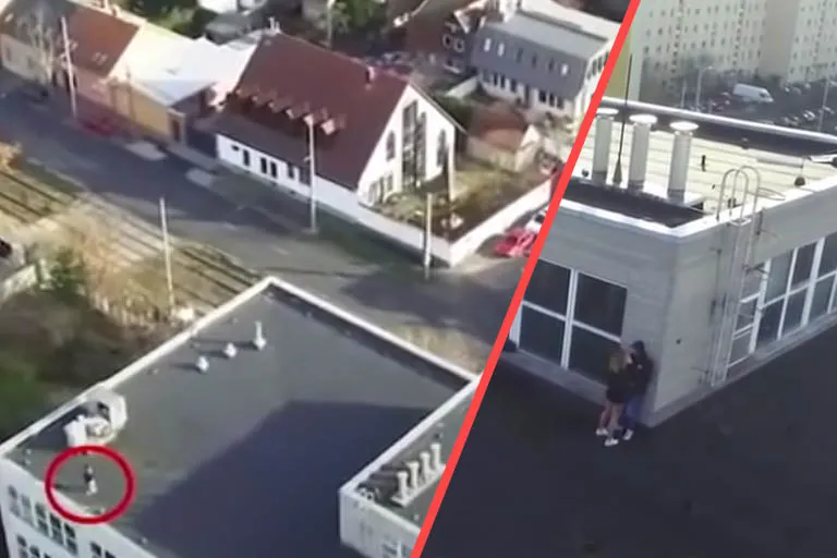 Unpassende Momente mit der Kamera einer Drohne eingefangen