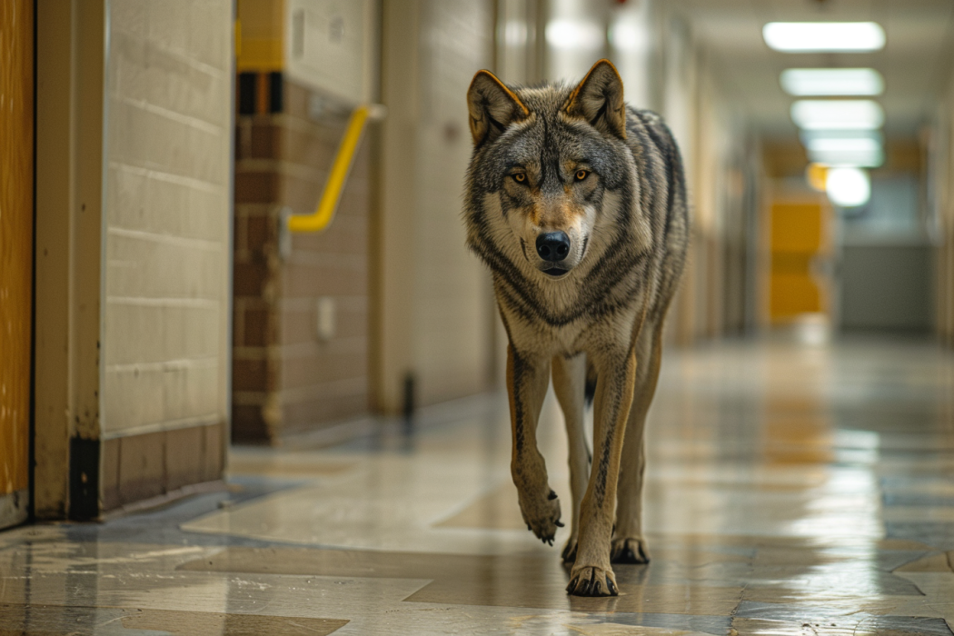 Wolf bricht in Grundschule ein - Lehrerin zu Tränen gerührt über das, was er im Maul trägt
