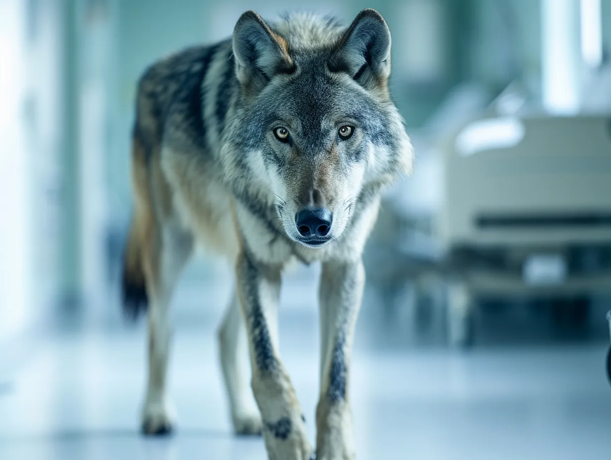 Wolf bricht ins Krankenhaus ein - Krankenschwester ist zu Tränen gerührt über das, was er im Maul trägt