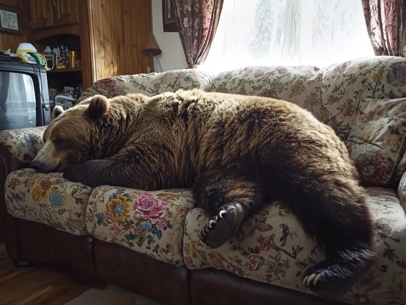 Questa anziana signora vive insieme a un orso bruno