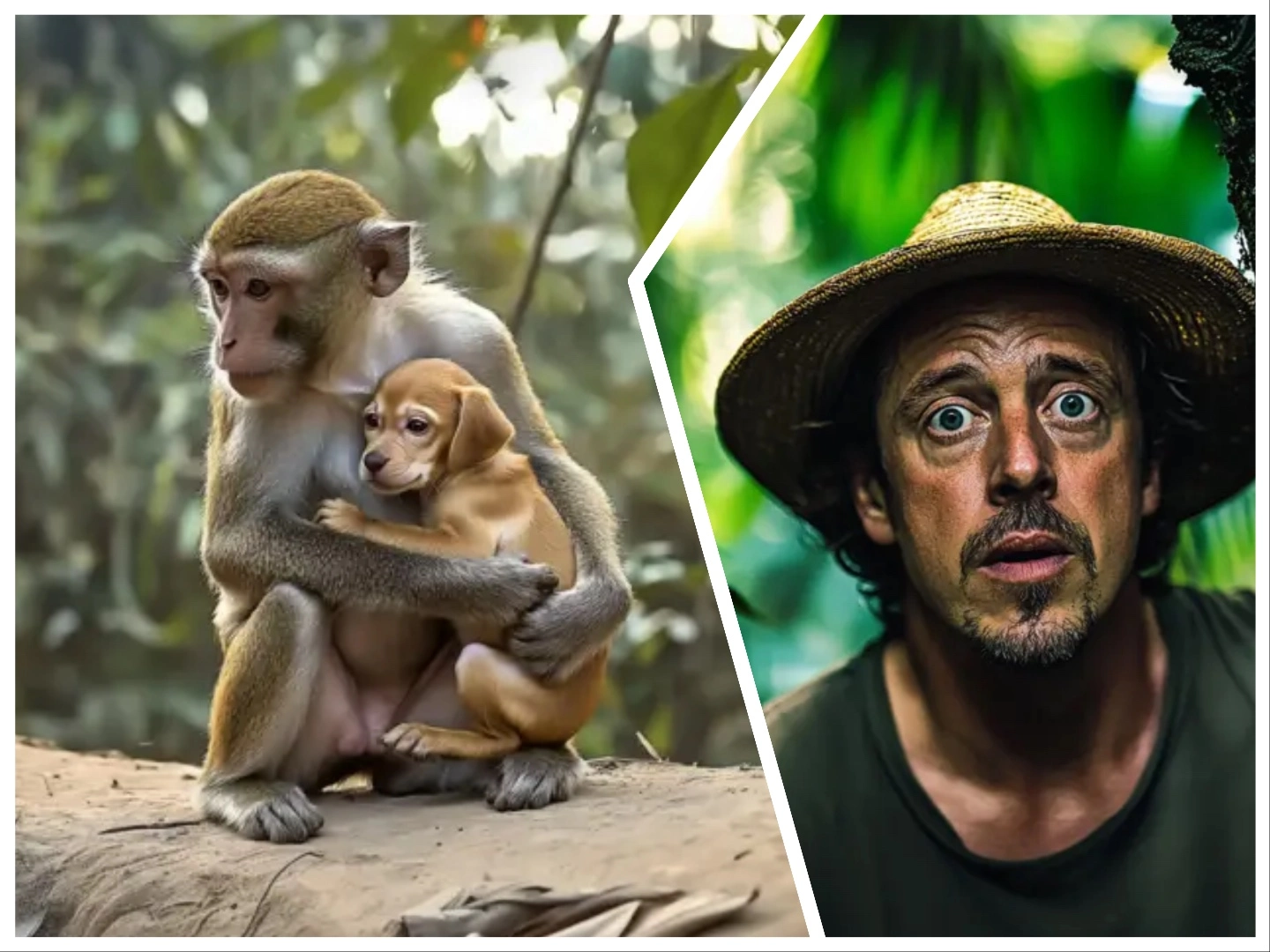 Macacos arrastam filhotes de cachorro - Turista fica pálido ao descobrir a verdade