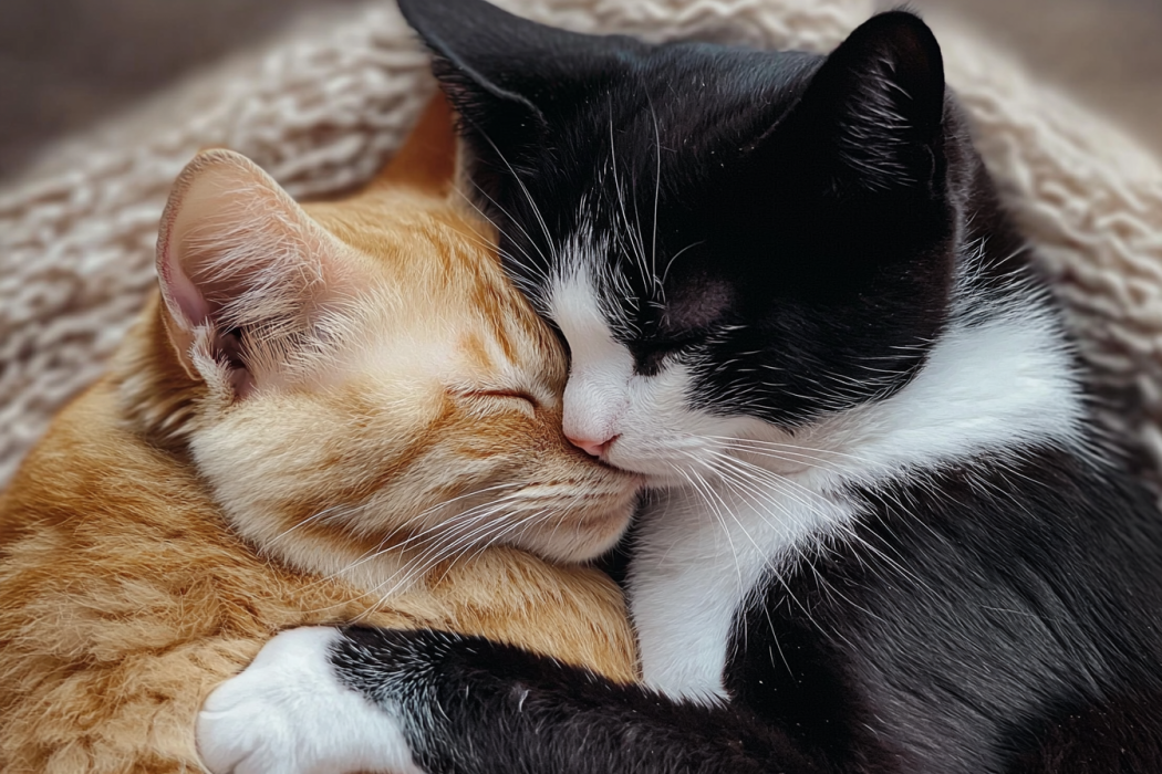 O gato continua abraçando o amigo antes de ser colocado para dormir - A razão por trás disso vai fazer você ficar pálido!