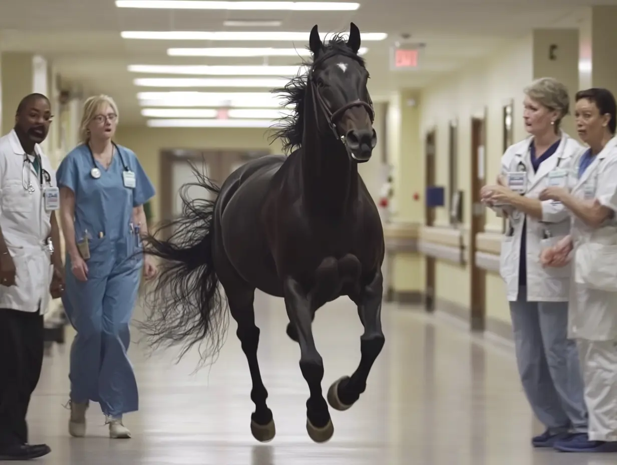 Cavalo invade hospital - Enfermeira fica em lágrimas