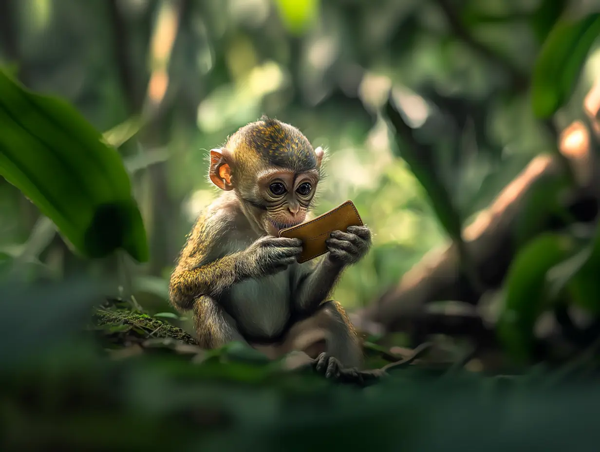 Macacos arrastam filhotes de cachorro - Turista fica pálido ao descobrir a verdade
