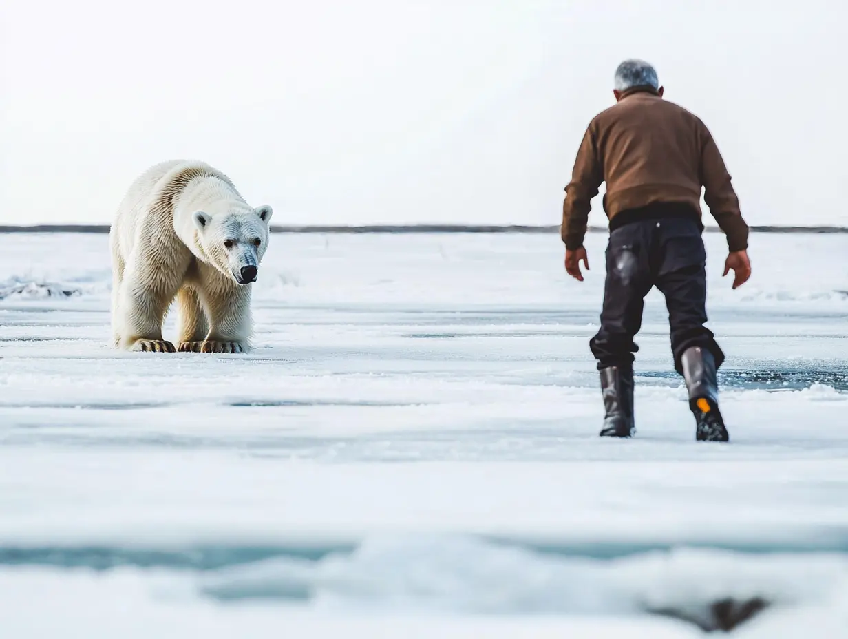 Myślał, że jest sam na lodzie - dopóki nie pojawił się gigantyczny niedźwiedź polarny