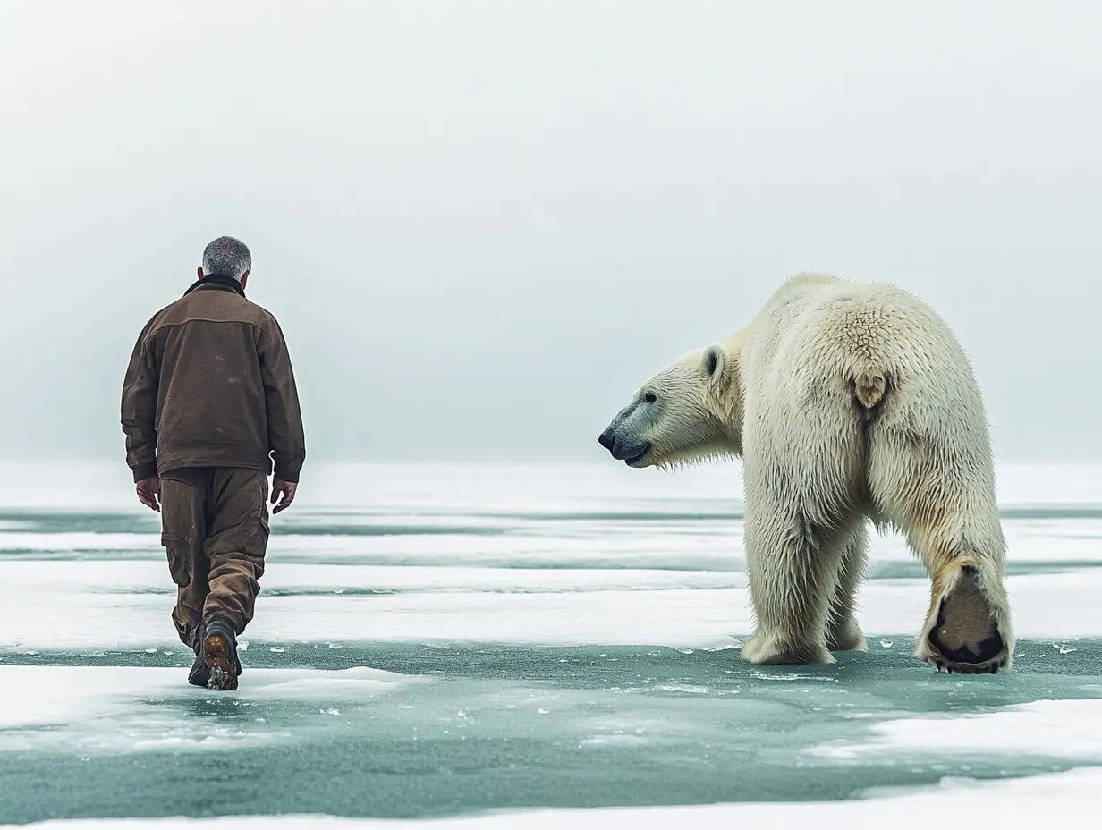 Myślał, że jest sam na lodzie - dopóki nie pojawił się gigantyczny niedźwiedź polarny