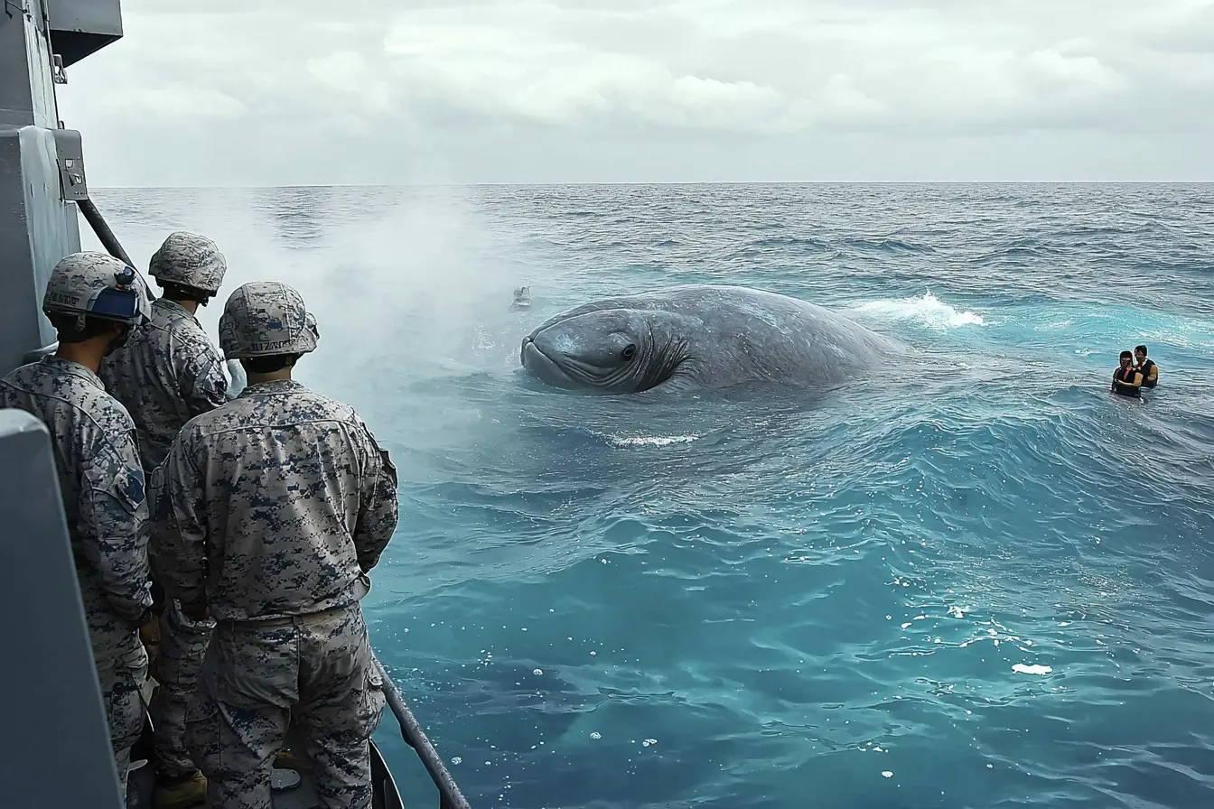 Znalezione nagranie: Marine staje twarzą w twarz z gigantycznym stworzeniem pod wodą